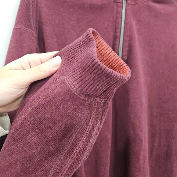 Tommy Bahama Maroon Men's Long Sleeve Quarter Zip Burgundy Sweater Knit Large LG - Picture 6 of 12